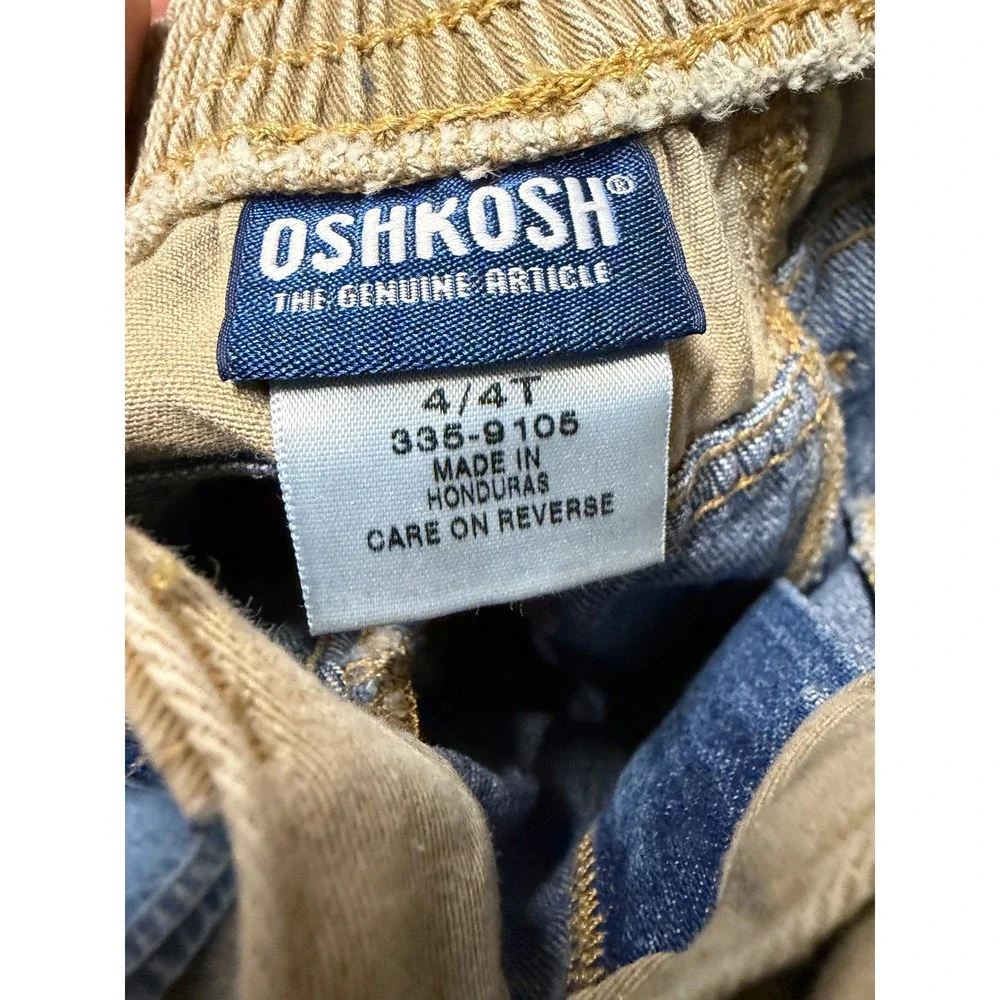 VTG OshKosh Bgosh Boys 4T Carpenter Denim Shorts Blue Pigment Dye NWT 335-9105